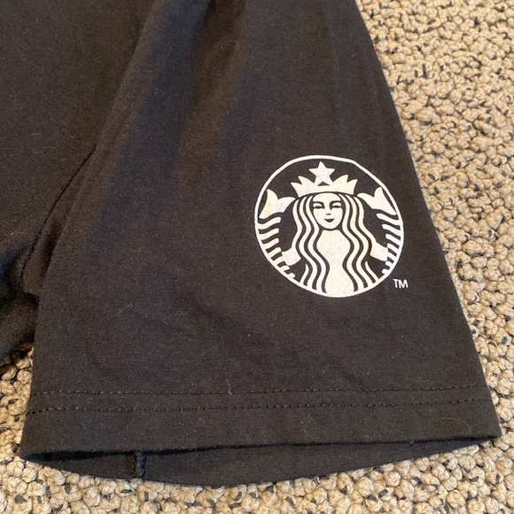 Official Starbucks Employee Shirt Black w/ Logo on Sleeve Size Medium/Large- EUC - Picture 2 of 4